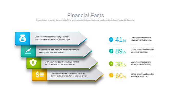 箭头四项并列PPT图形素材