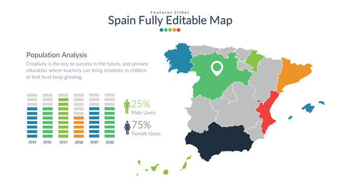 西班牙地图PPT素材