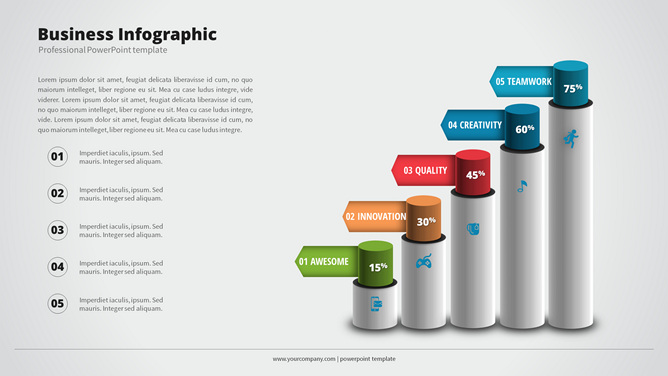 圆柱形柱状图PPT图形