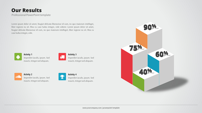 四项立体柱状图PPT素材