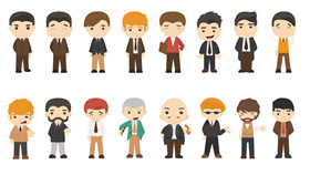 96个扁平化Q版卡通人物