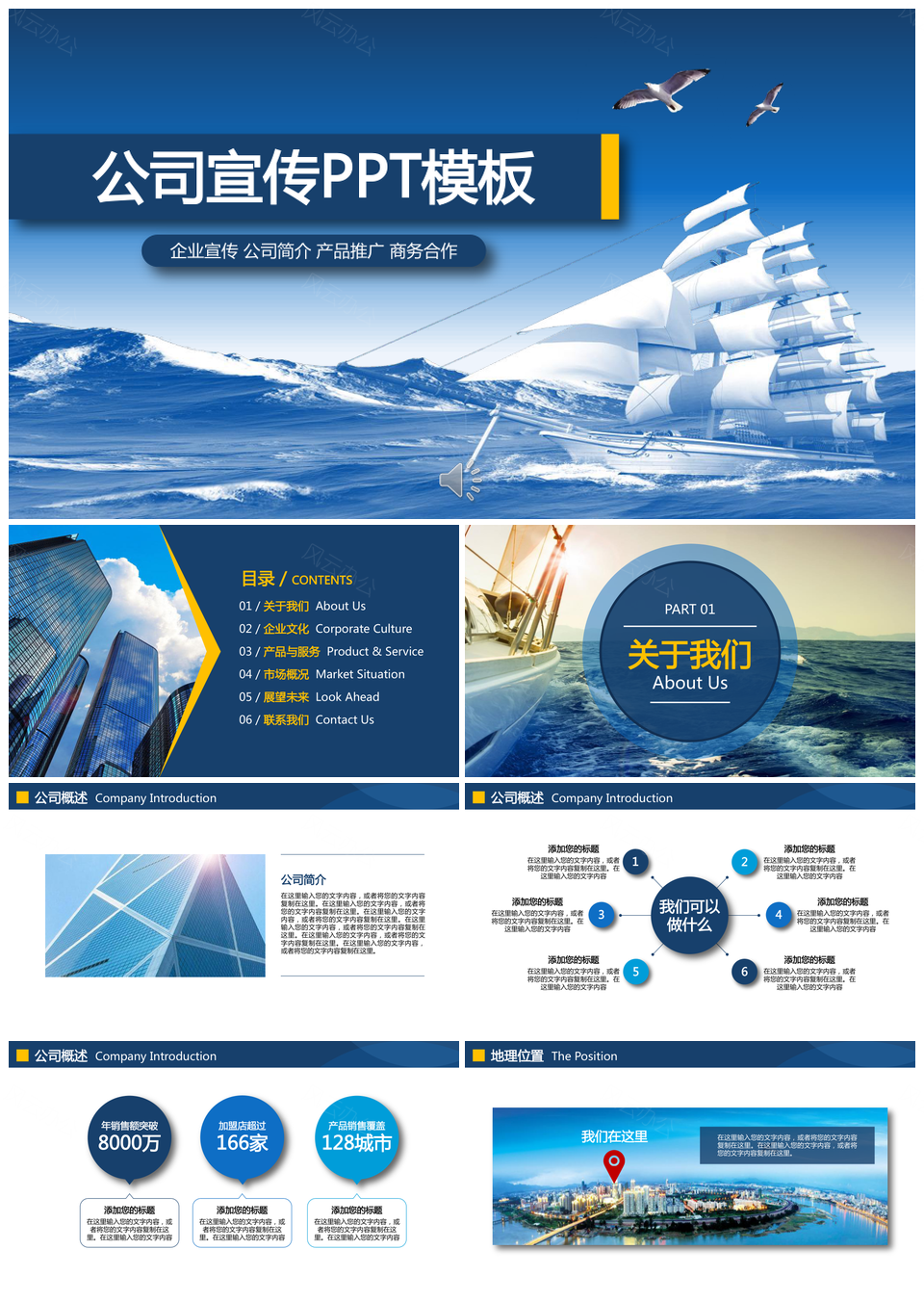 蓝色商务企业公司宣传介绍通用PPT模板
