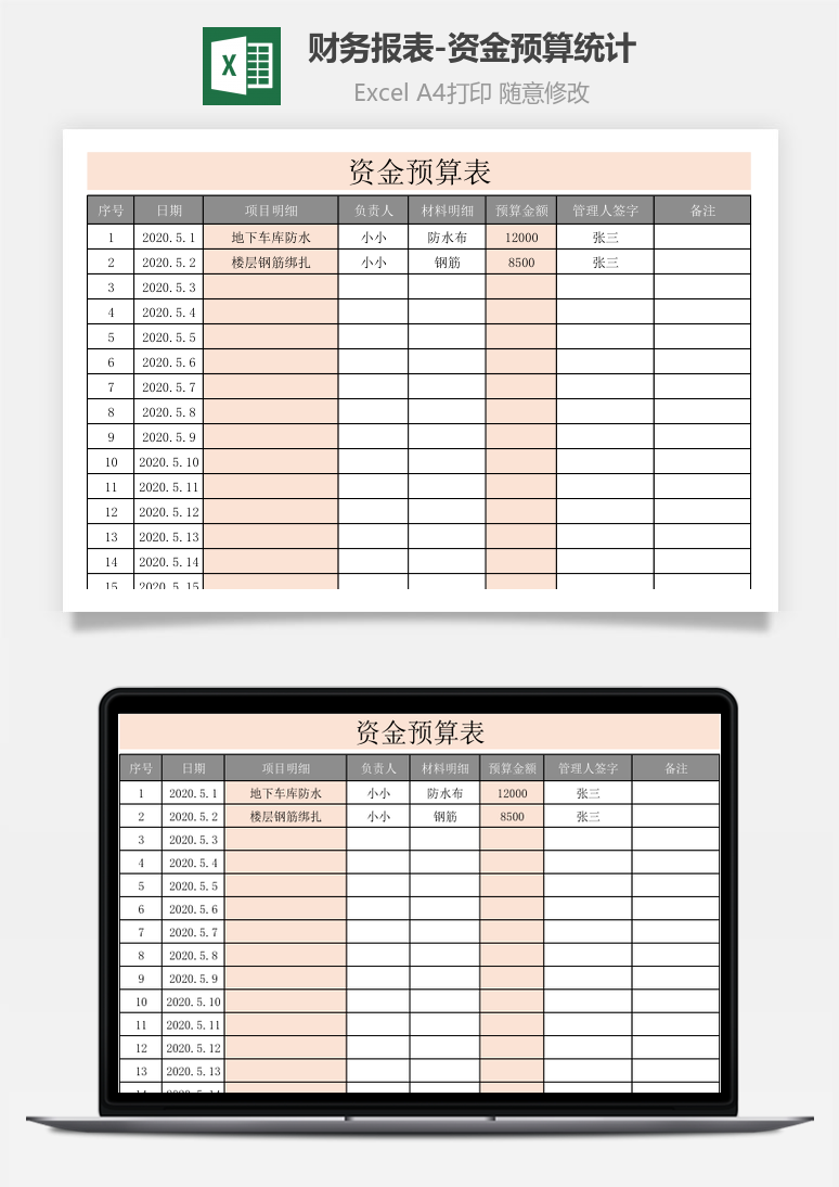 财务报表资金预算统计