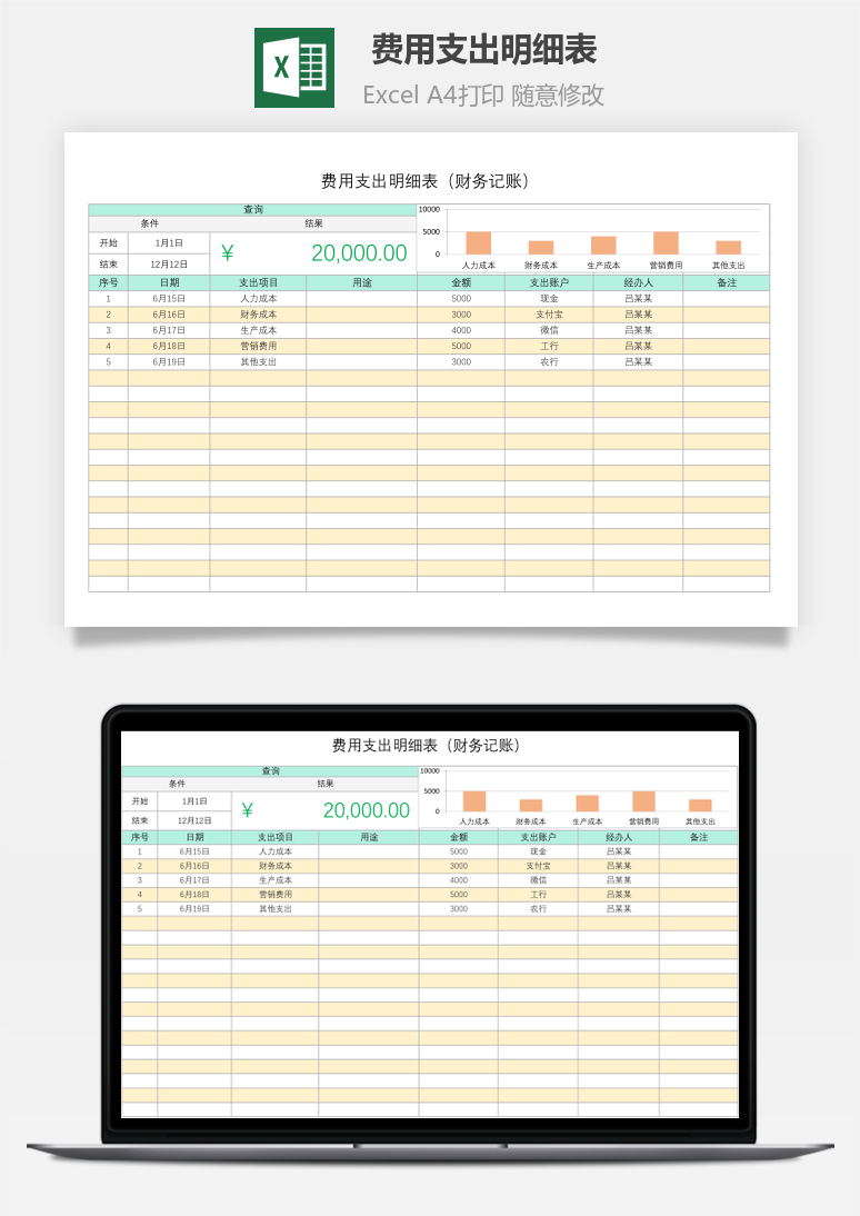 费用支出明细表财务记账