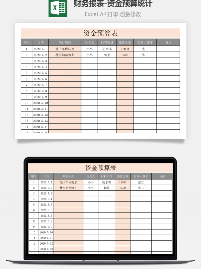 财务报表资金预算统计